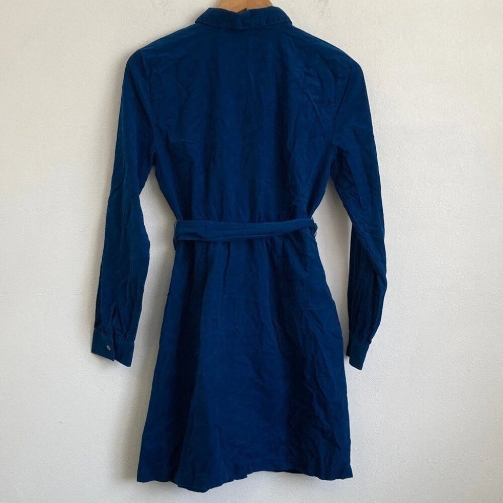 J. Crew Vibrant Blue Long Sleeve Button Down Corduroy Shirt Dress 10 NWT - Picture 3 of 5